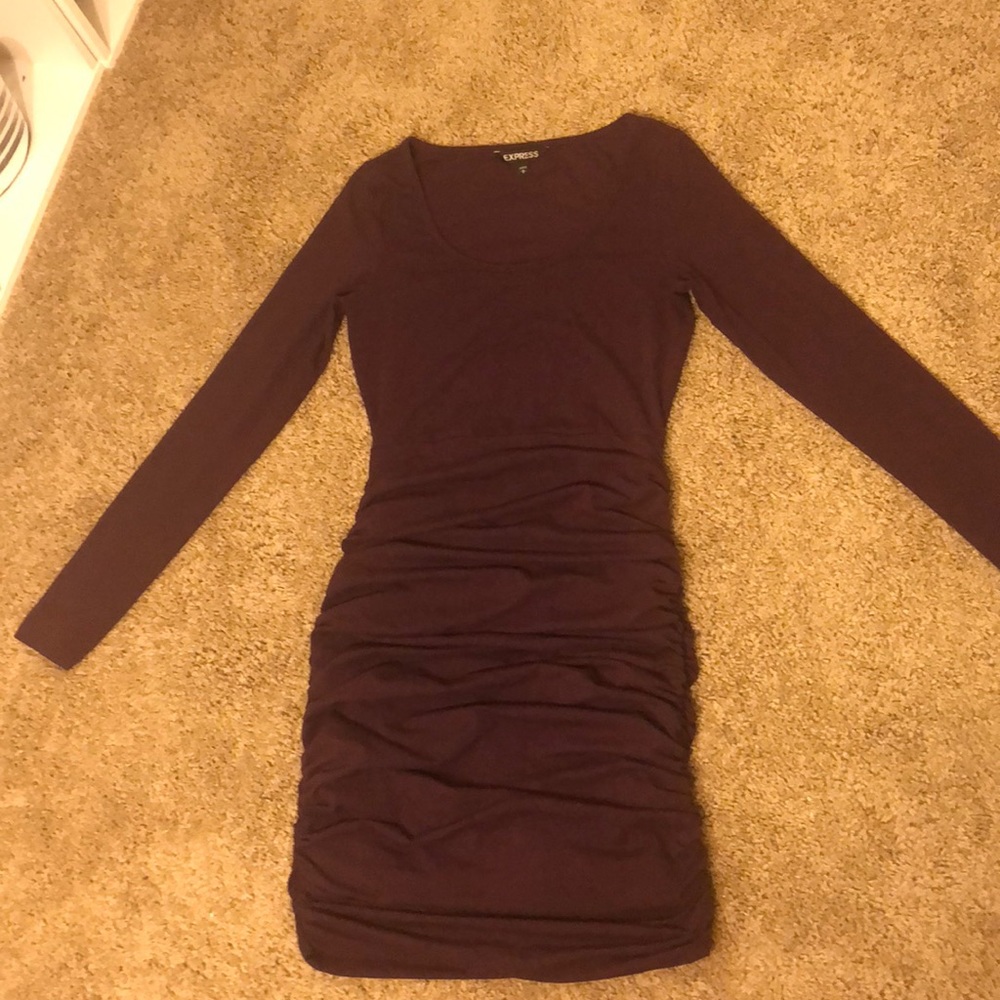Express Plum Ruched Midi Dress Sz Small